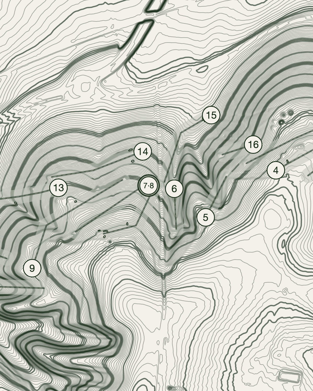 Royston, Hertfordshire print, contour detail