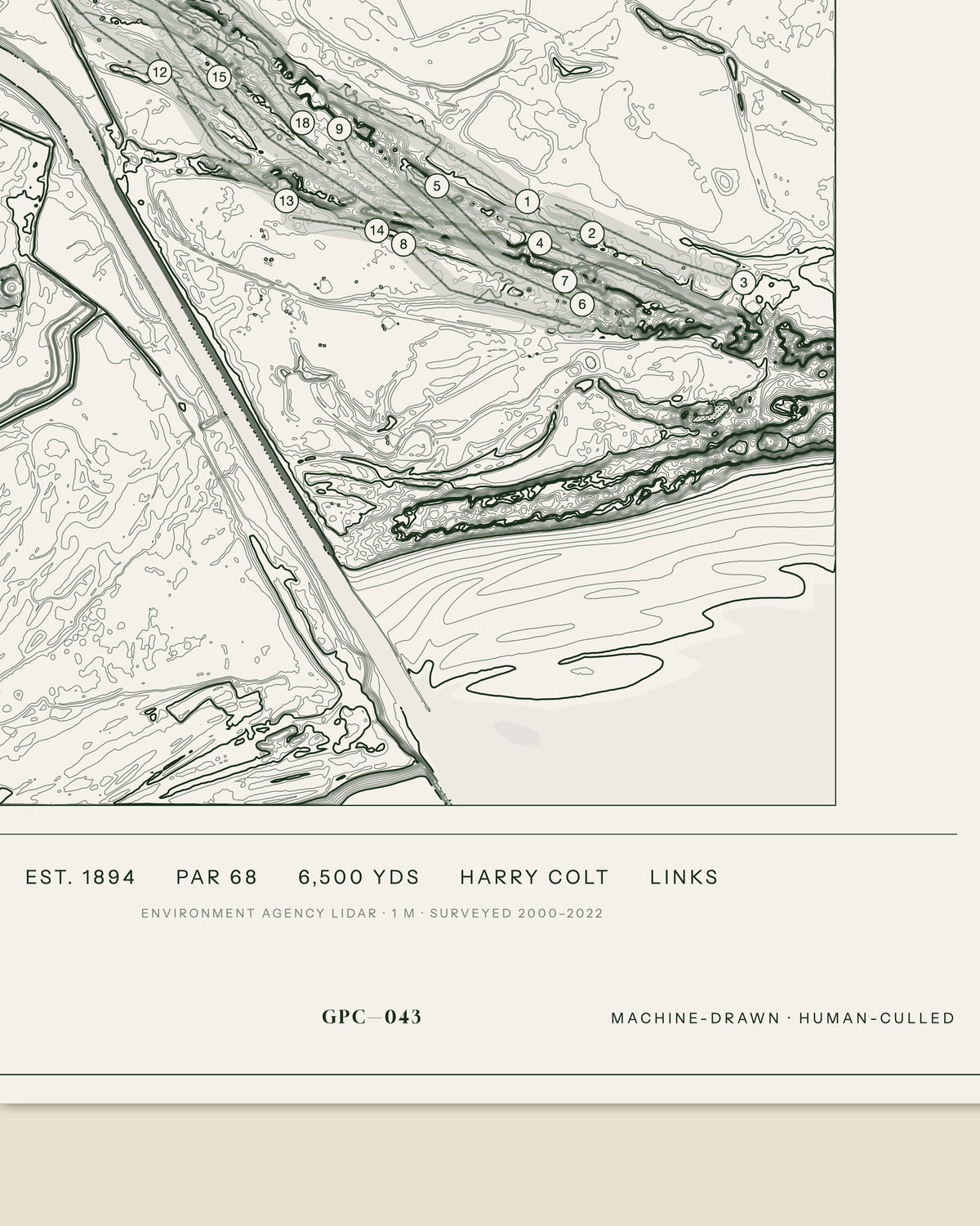 Rye Old Course, Sussex print, data strip and edition mark