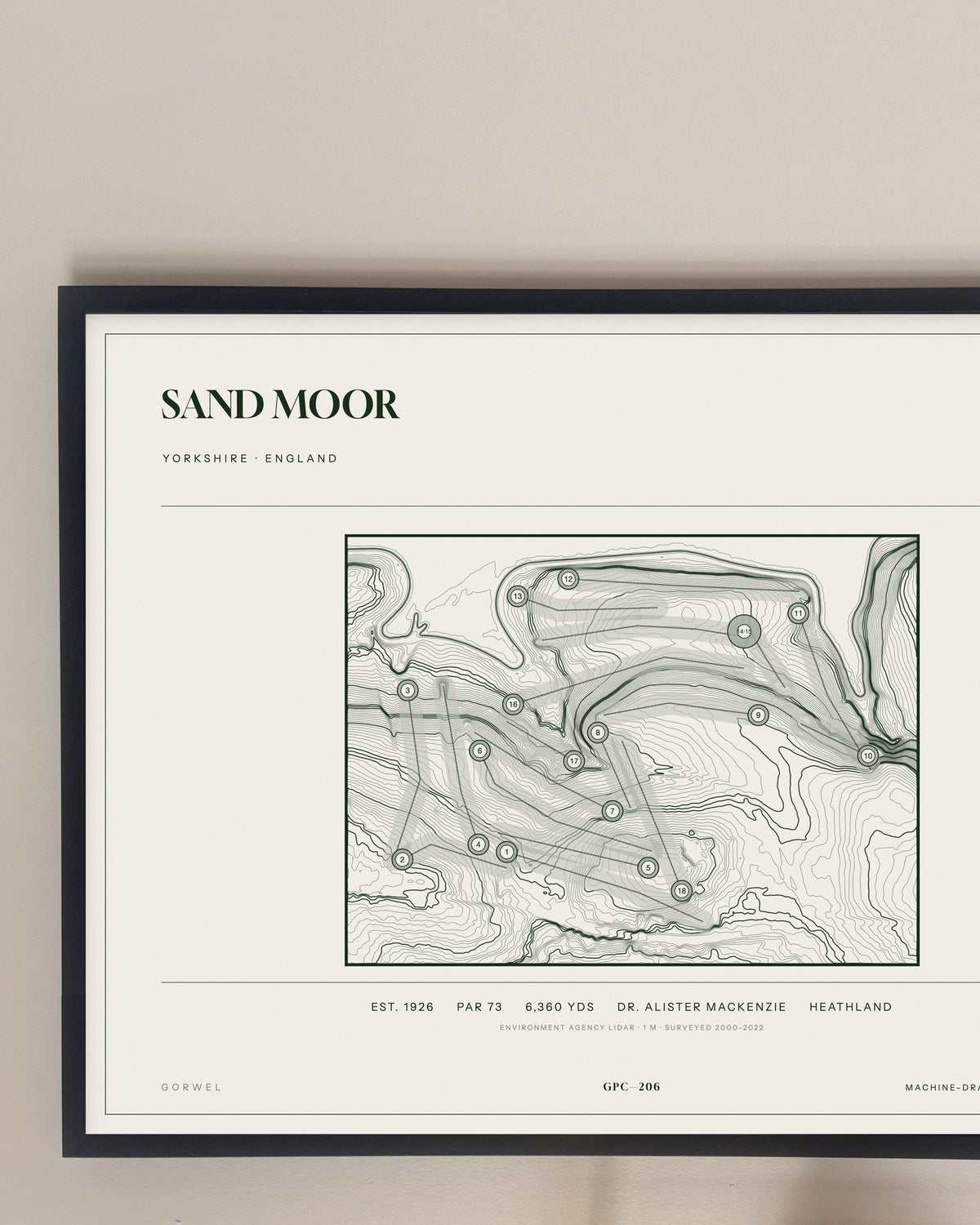 Sand Moor, Yorkshire print, framed, on a wall
