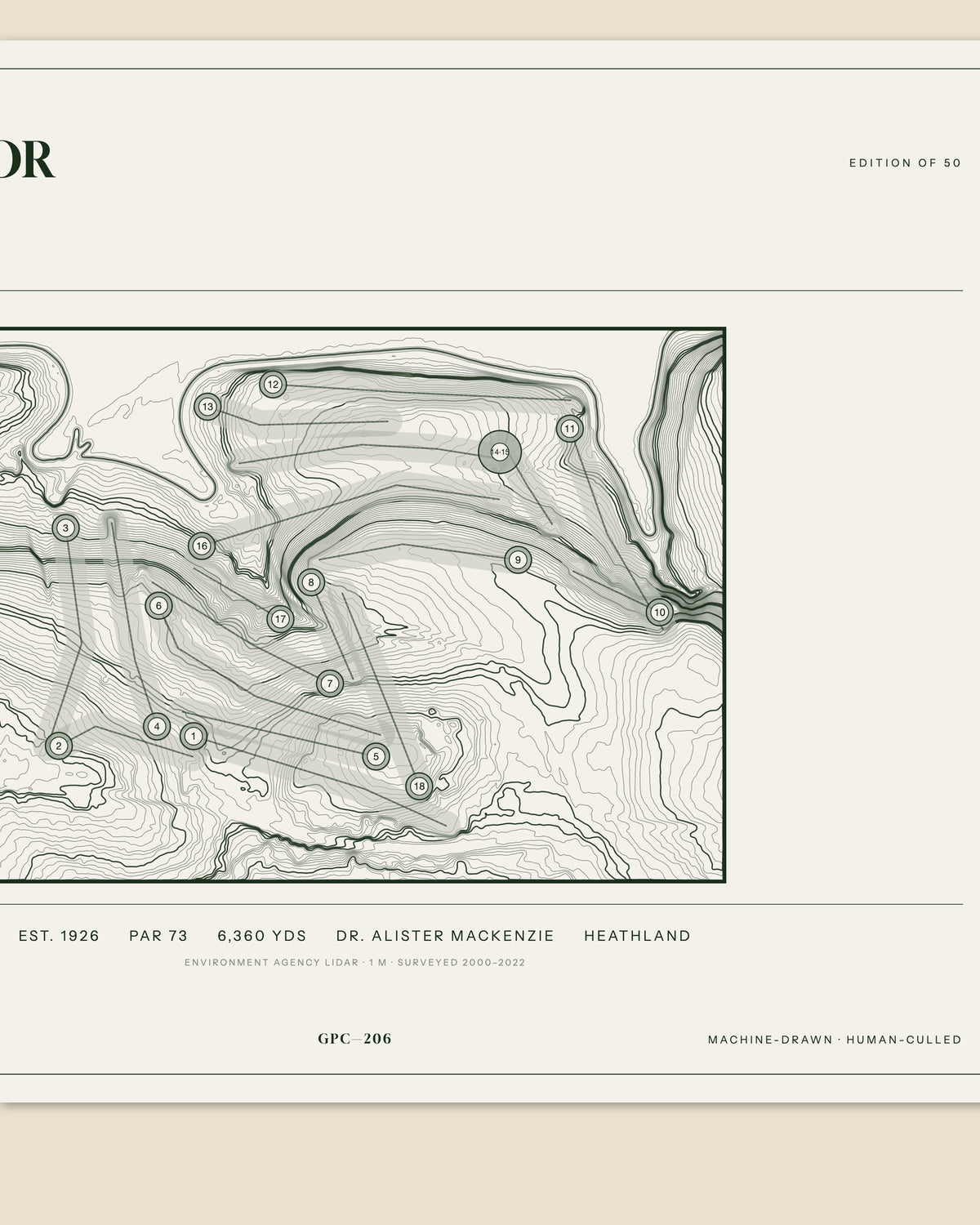 Sand Moor, Yorkshire print, data strip and edition mark