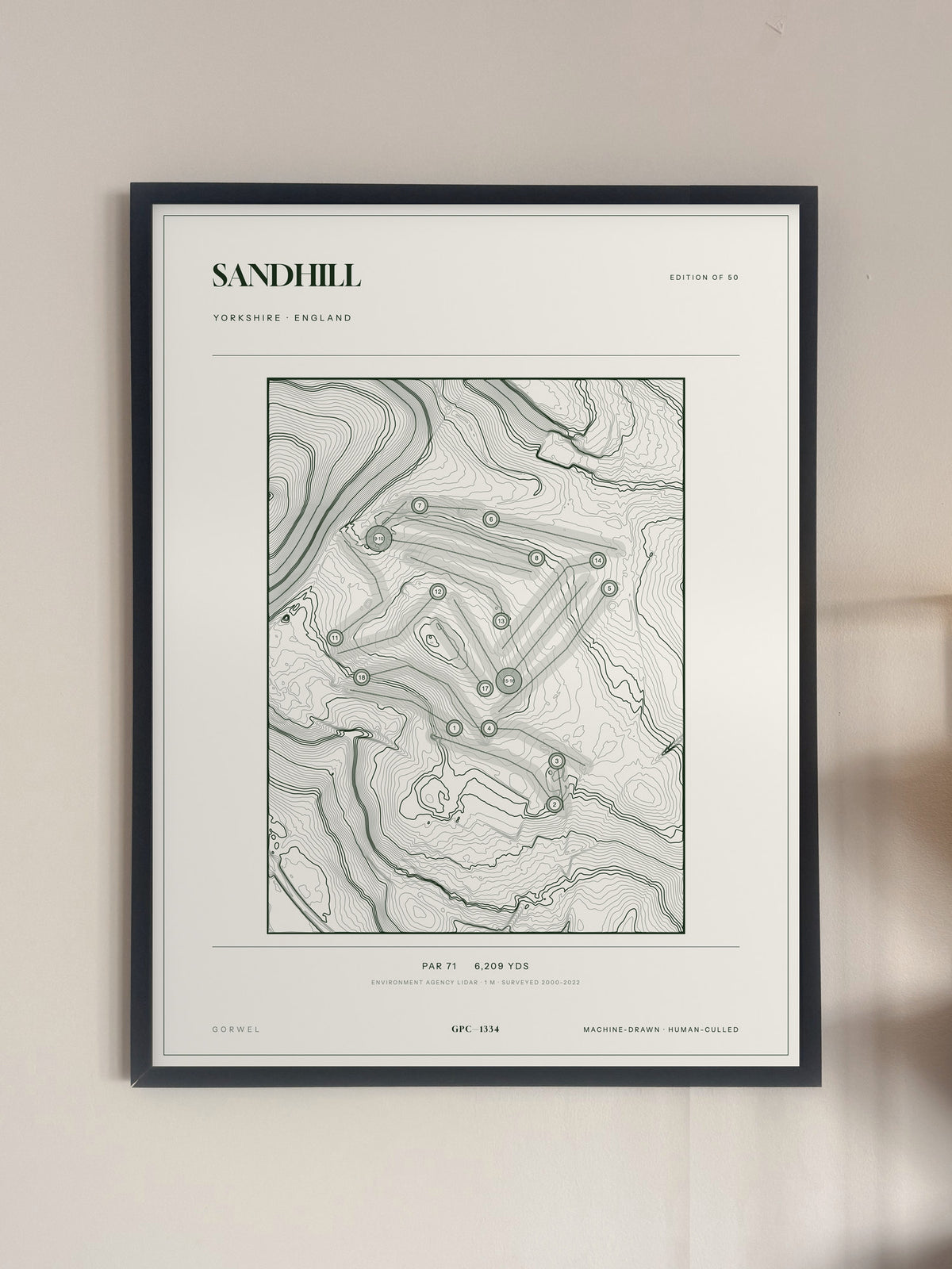 Sandhill, Yorkshire print, framed, on a wall