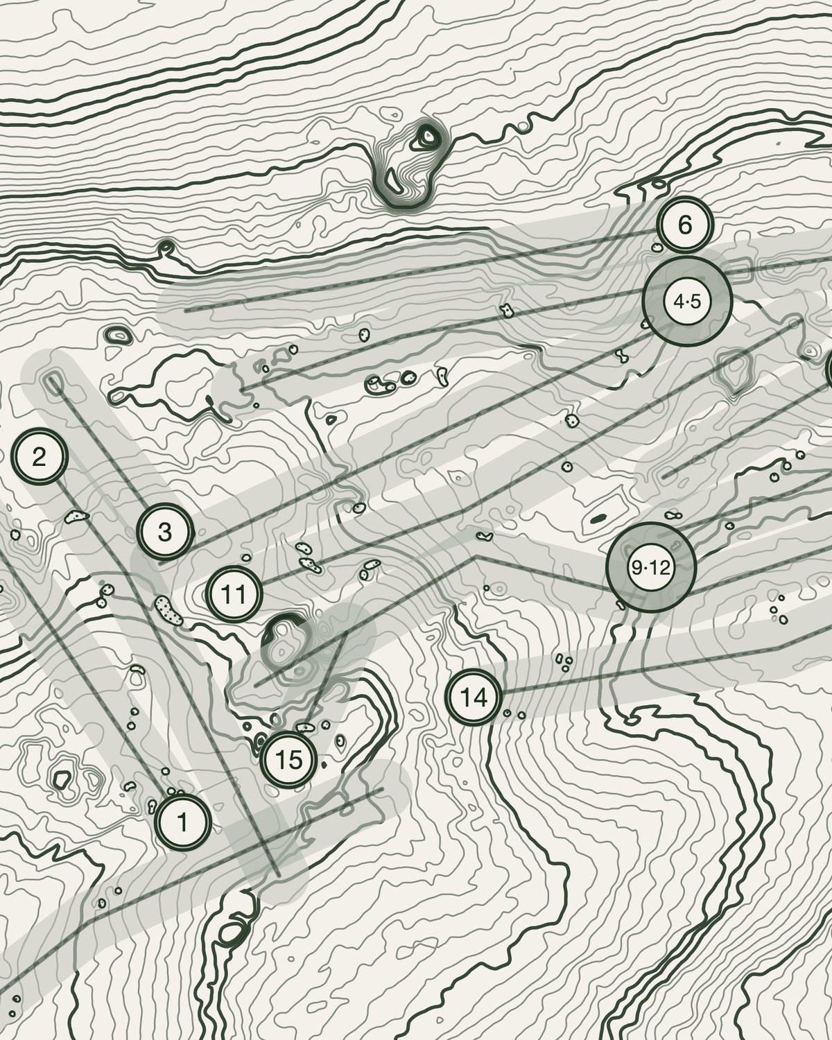 Sandy Lodge, Hertfordshire print, contour detail