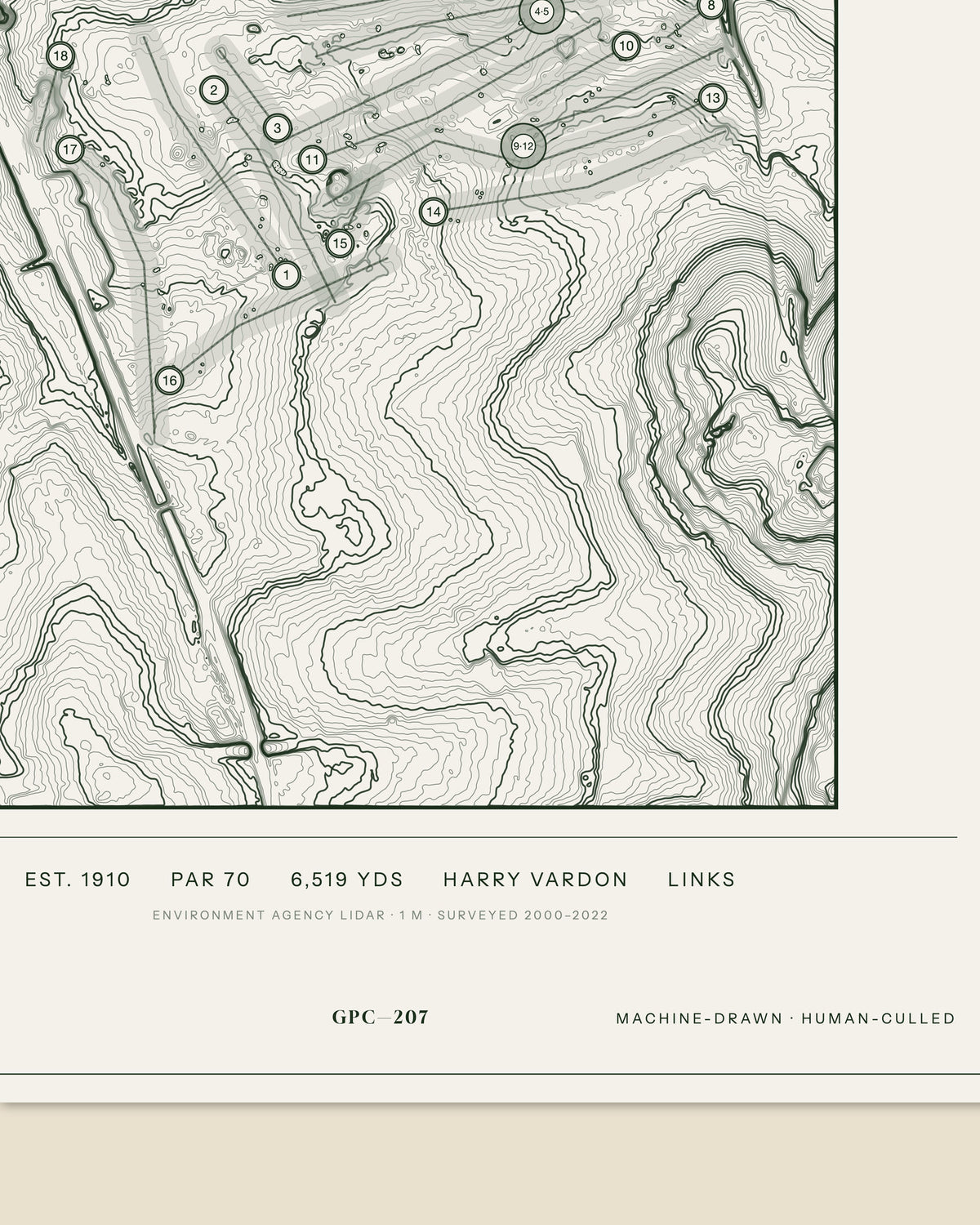 Sandy Lodge, Hertfordshire print, data strip and edition mark