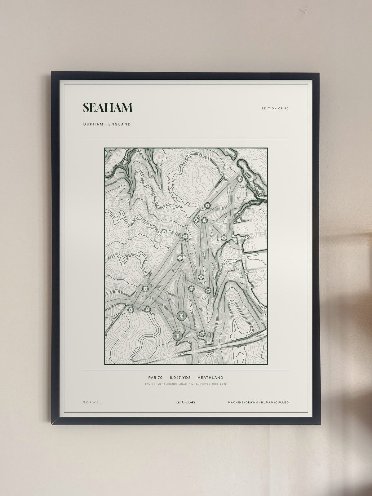 Seaham, Durham print, framed, on a wall