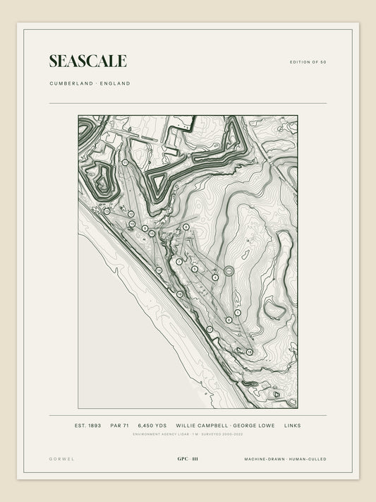 Seascale, Cumberland topographic golf course print