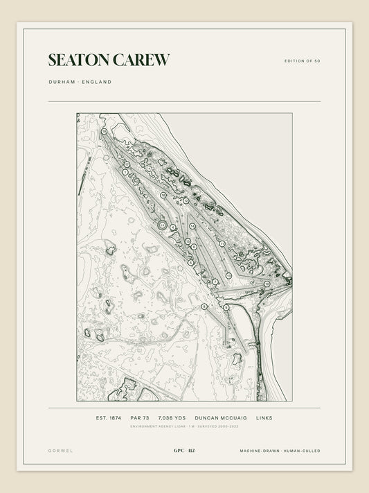 Seaton Carew, Durham topographic golf course print