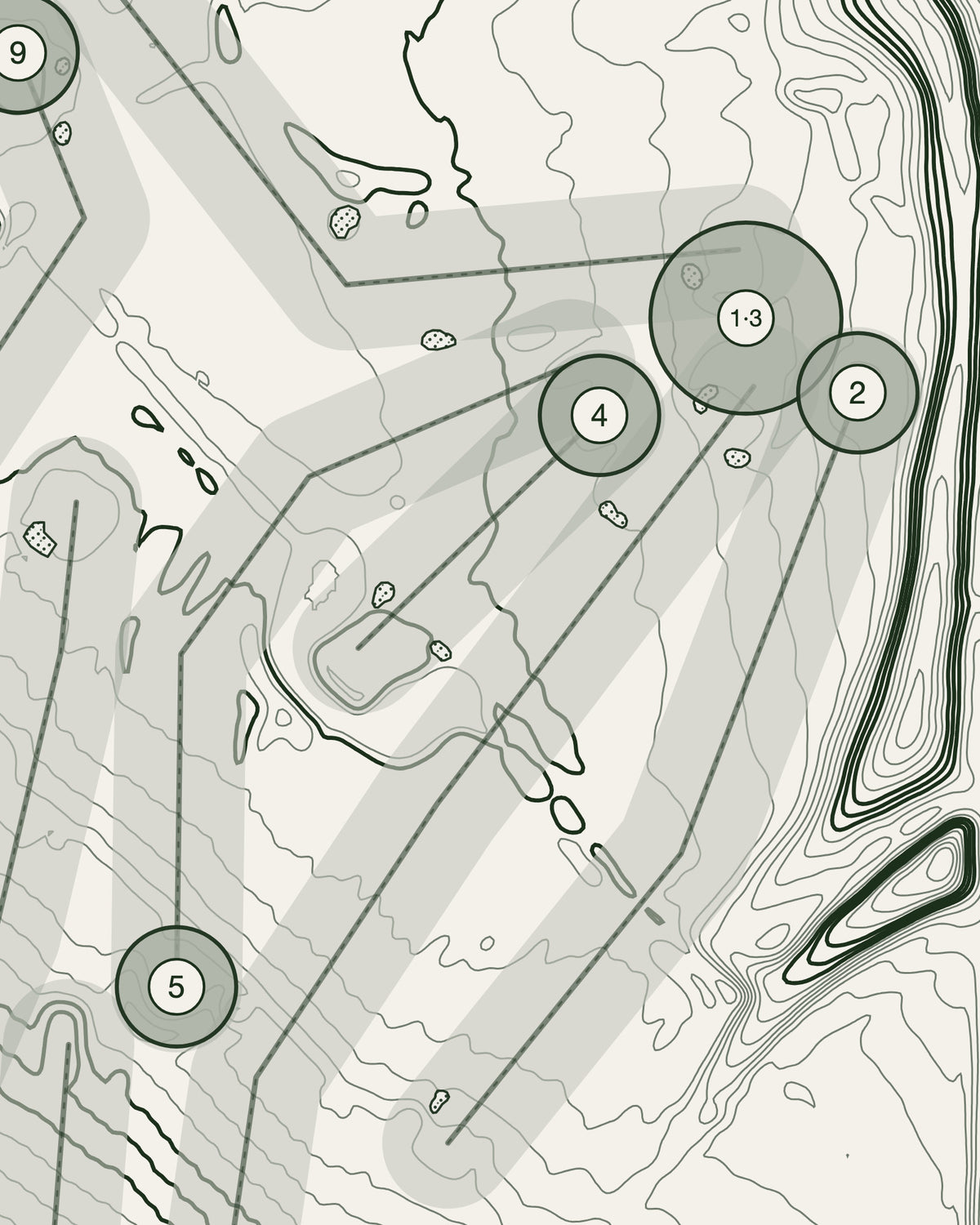 Sherdons, Gloucestershire print, contour detail