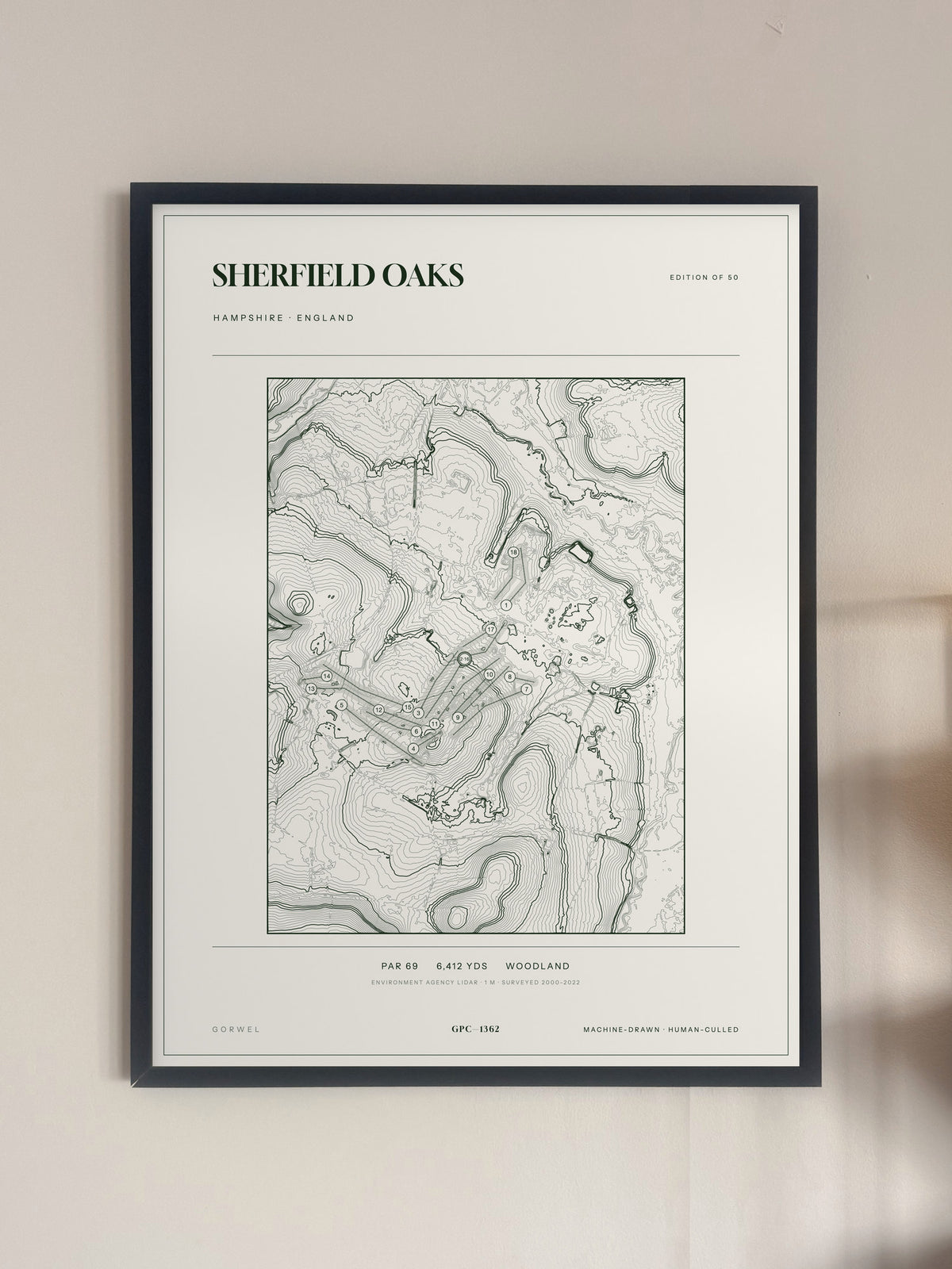 Sherfield Oaks, Hampshire print, framed, on a wall