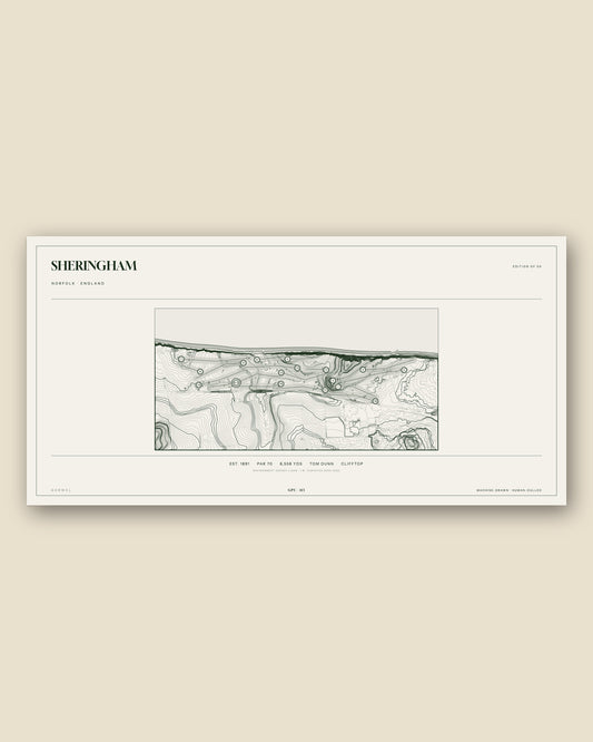 Sheringham, Norfolk topographic golf course print, framed — Gorwel Print Co
