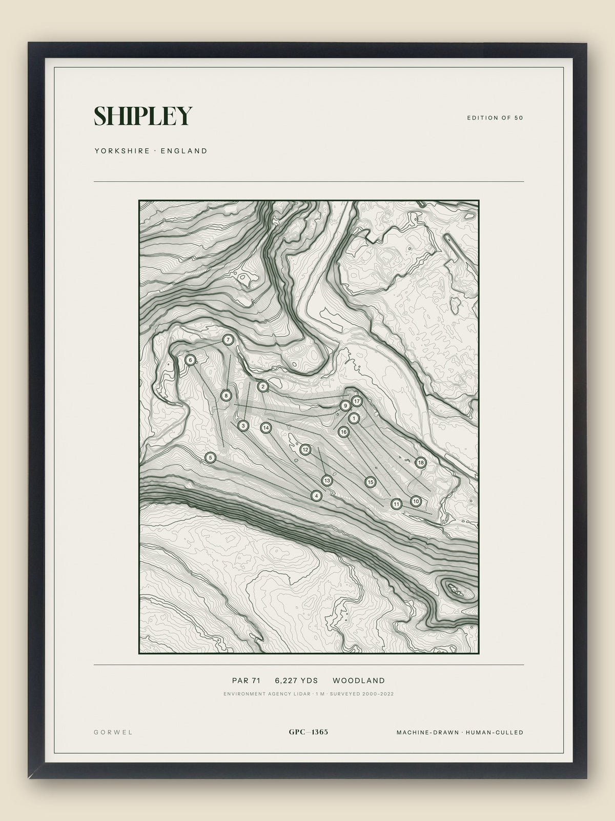 Shipley topographic golf course print — catalogue plate — Gorwel Print Co