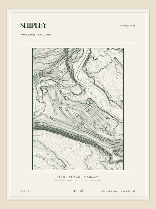 Shipley topographic golf course print — unframed sheet — Gorwel Print Co
