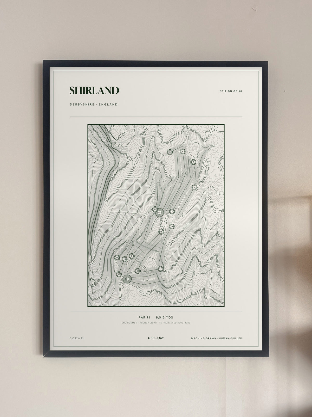 Shirland, Derbyshire print, framed, on a wall