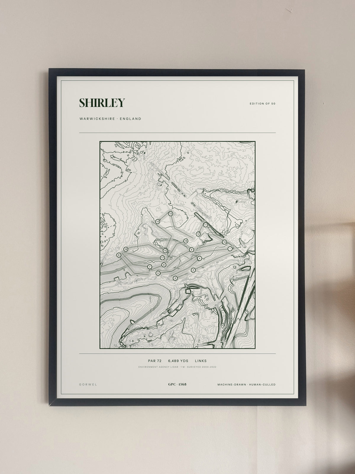 Shirley, Warwickshire print, framed, on a wall