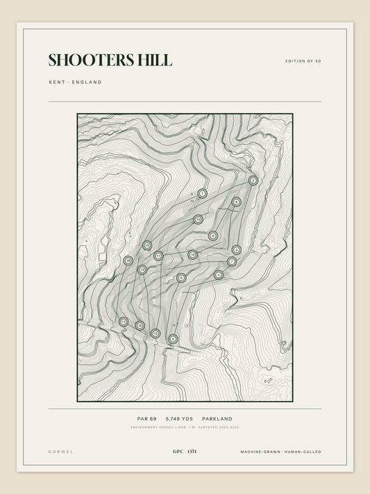 Shooters Hill, Kent topographic golf course print