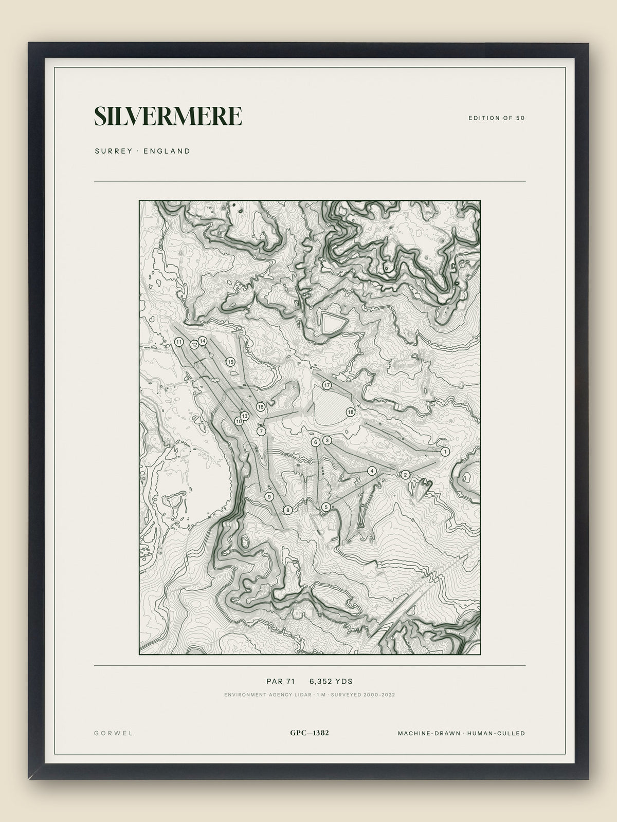 Silvermere topographic golf course print — catalogue plate — Gorwel Print Co