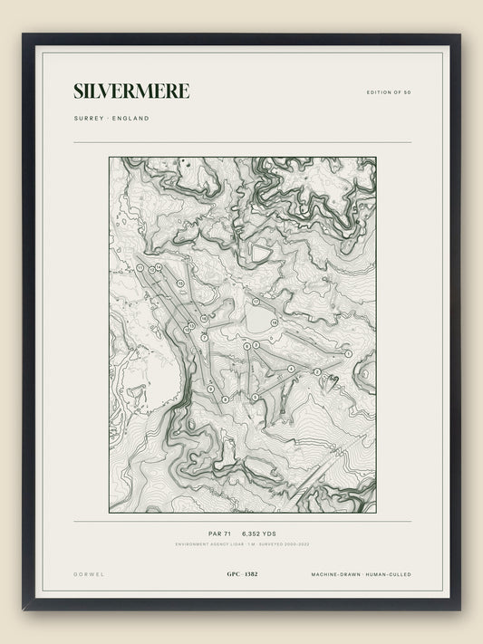 Silvermere topographic golf course print — catalogue plate — Gorwel Print Co