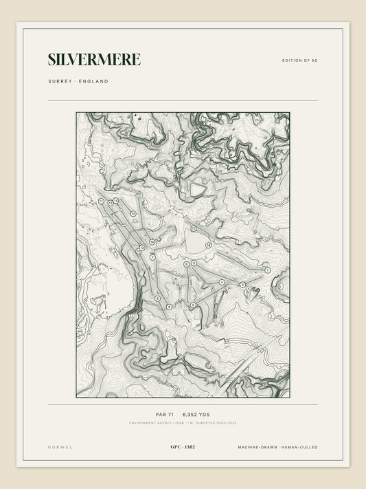 Silvermere topographic golf course print — unframed sheet — Gorwel Print Co