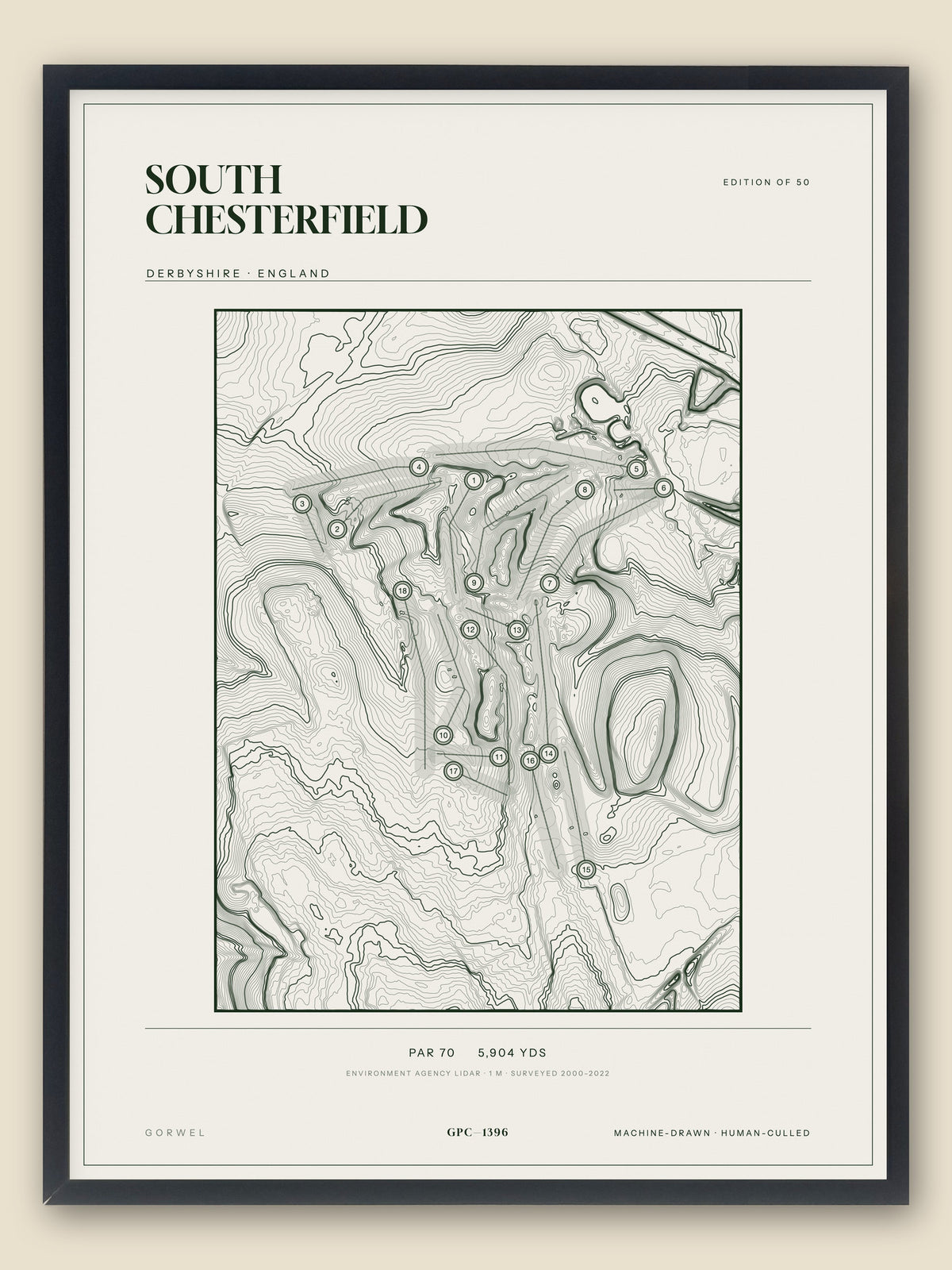 South Chesterfield topographic golf course print — catalogue plate — Gorwel Print Co