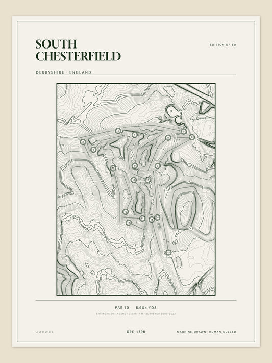 South Chesterfield topographic golf course print — unframed sheet — Gorwel Print Co