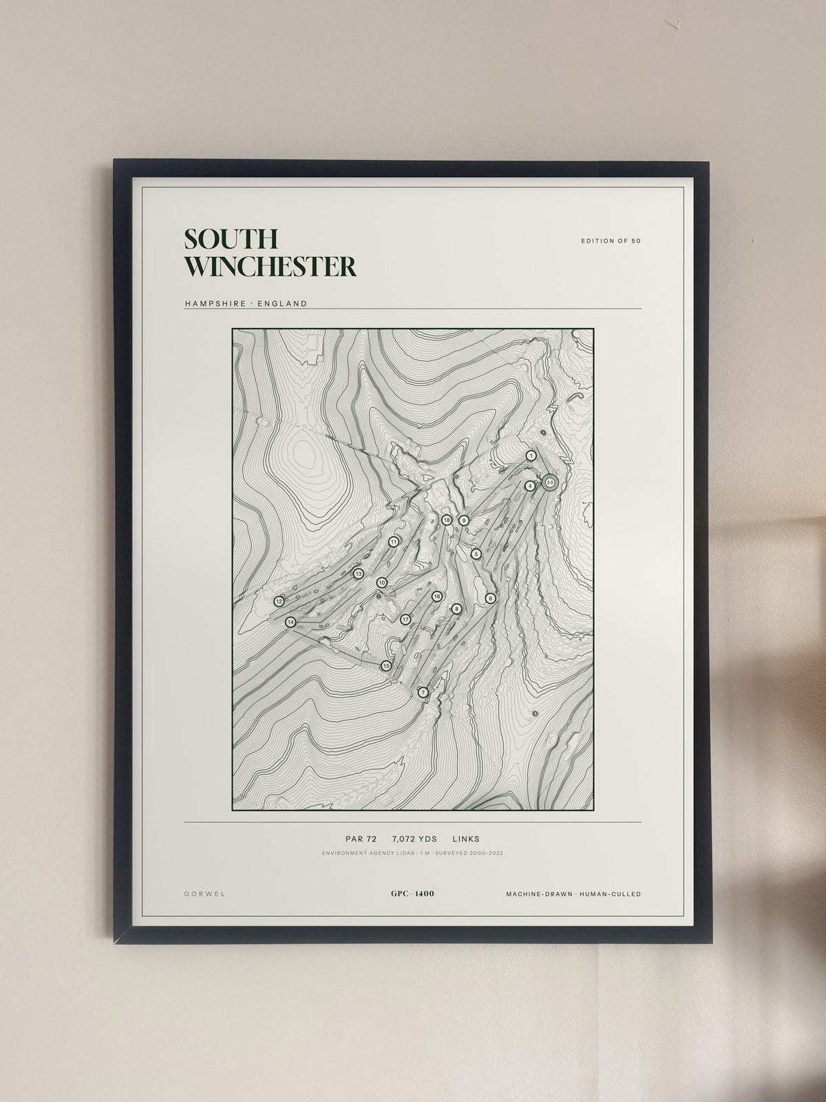 South Winchester, Hampshire print, framed, on a wall