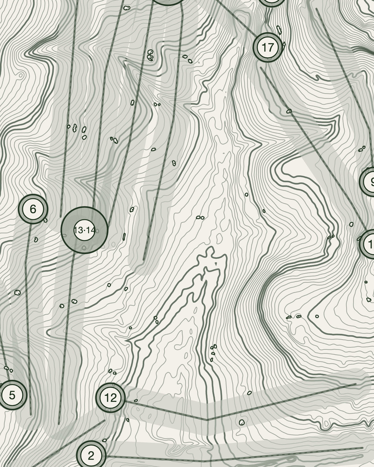 Southampton City, Hampshire print, contour detail