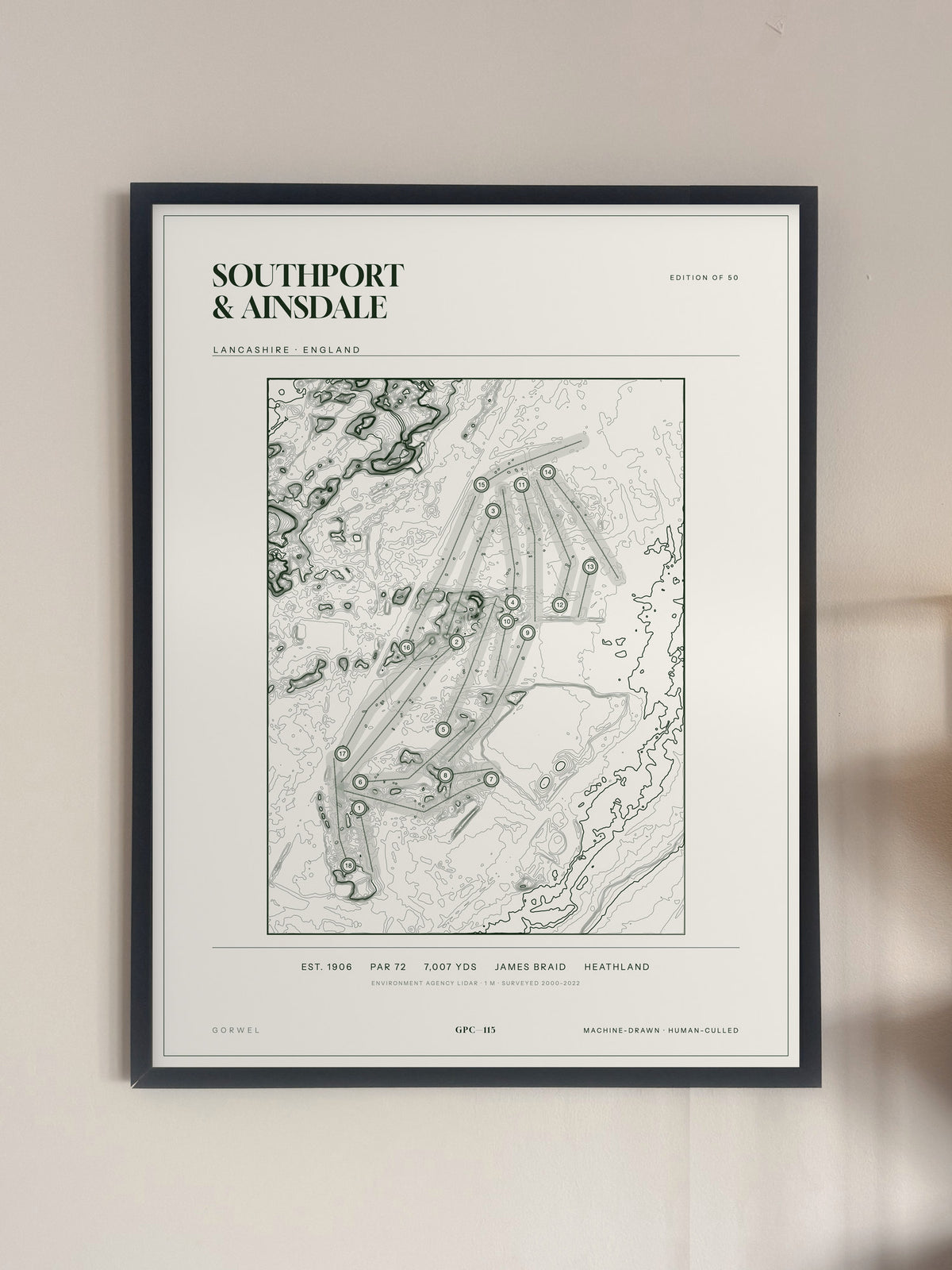 Southport & Ainsdale, Lancashire print, framed, on a wall
