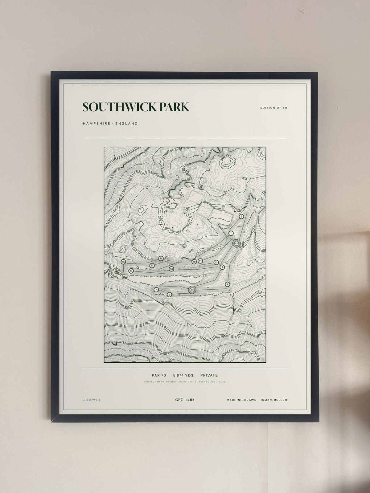 Southwick Park, Hampshire print, framed, on a wall