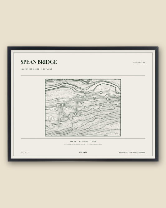 Spean Bridge, Inverness-shire topographic golf course print, framed — Gorwel Print Co