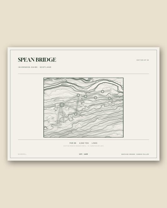 Spean Bridge, Inverness-shire topographic golf course print
