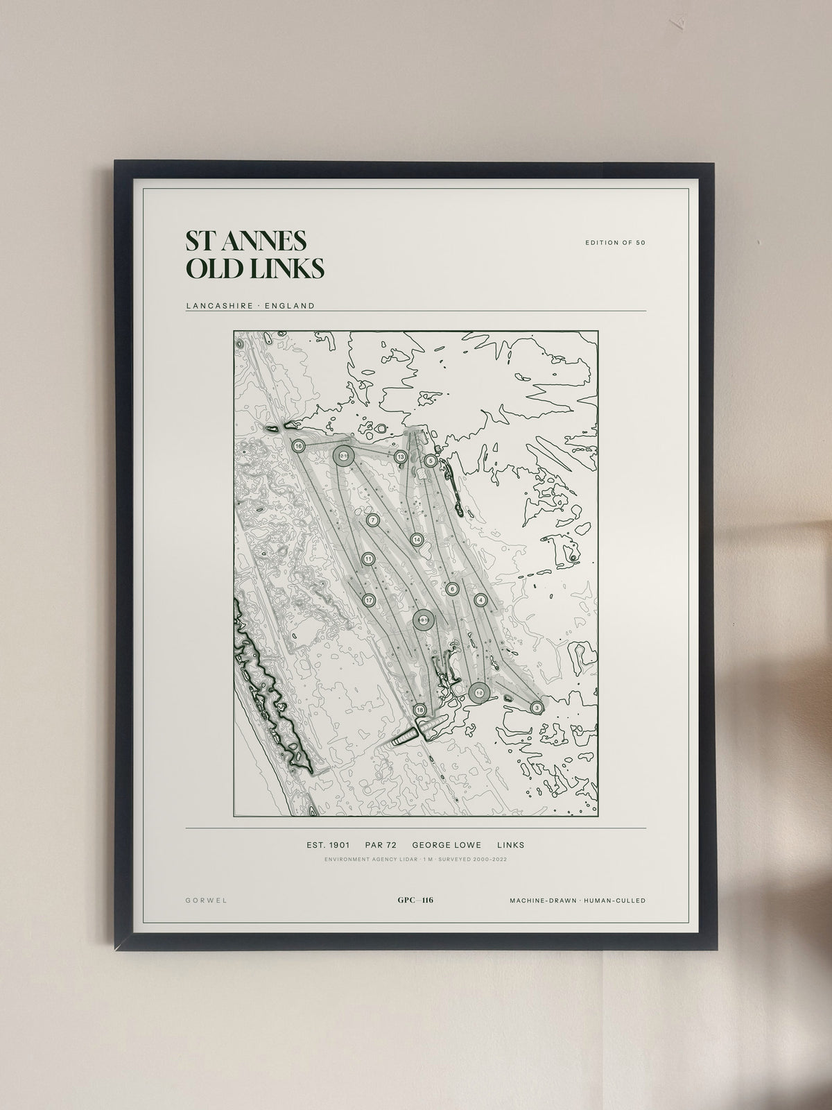 St Annes Old Links, Lancashire print, framed, on a wall
