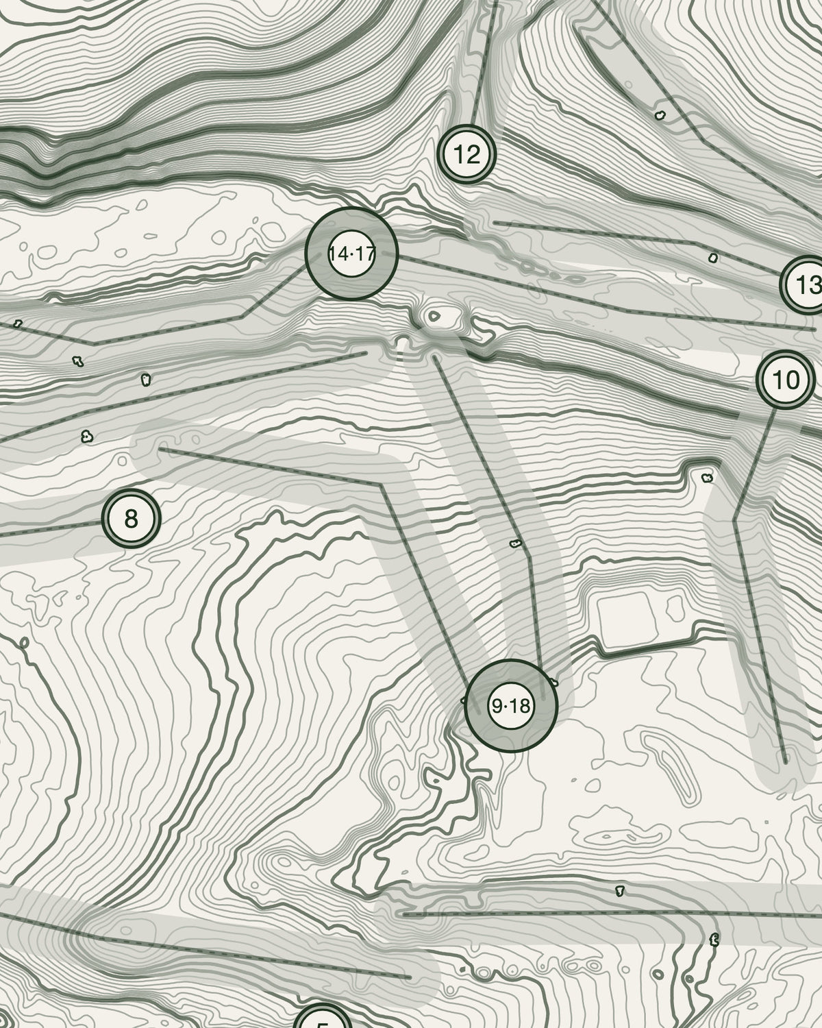 St Enodoc Church, Cornwall print, contour detail