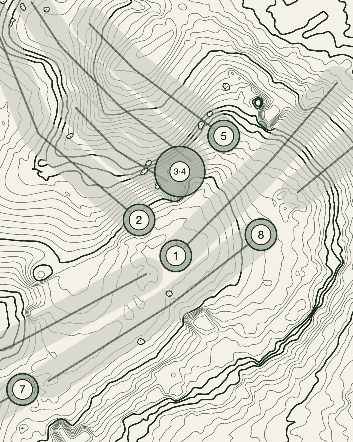 Stafford Castle, Staffordshire print, contour detail