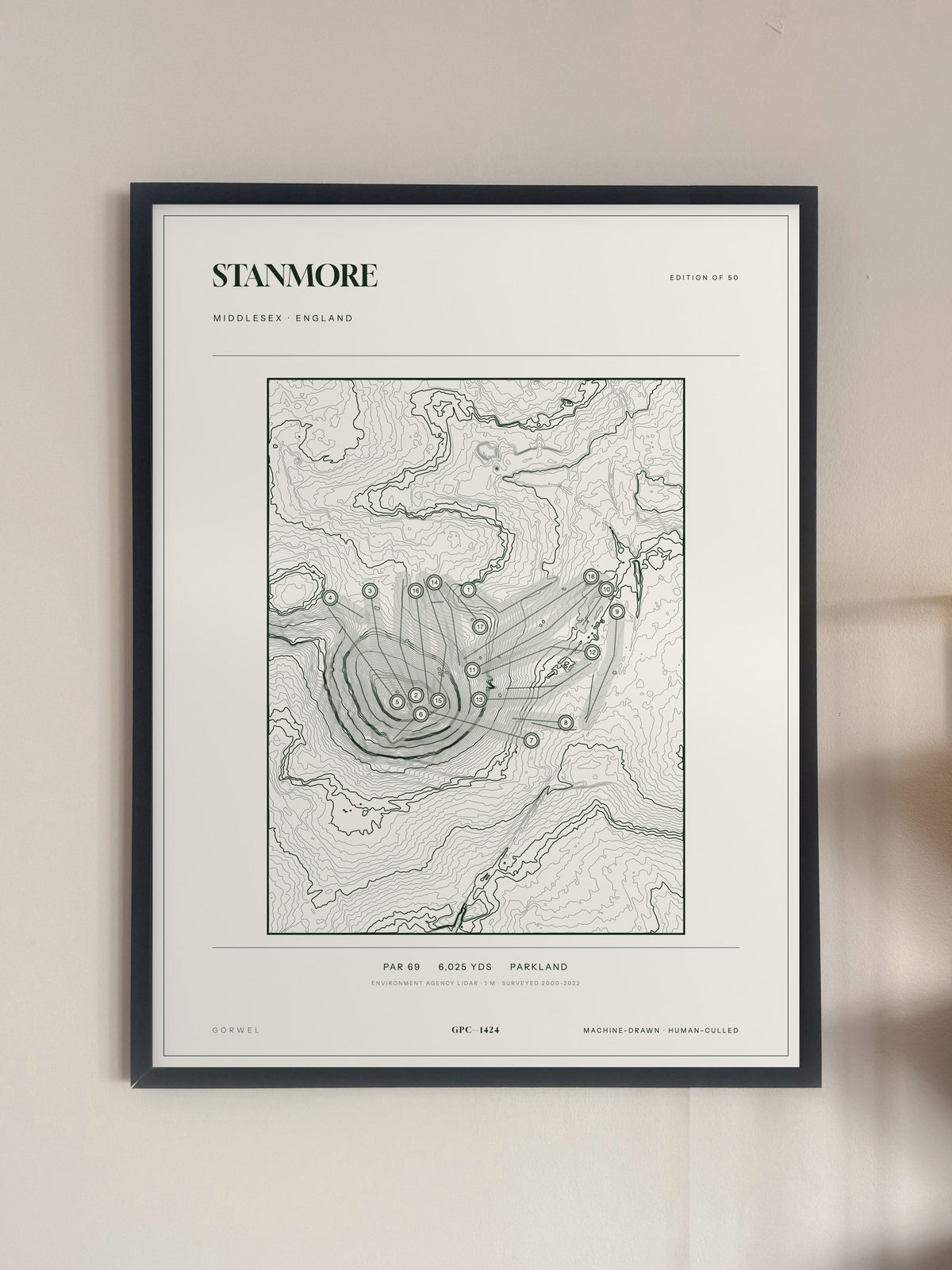 Stanmore, Middlesex print, framed, on a wall