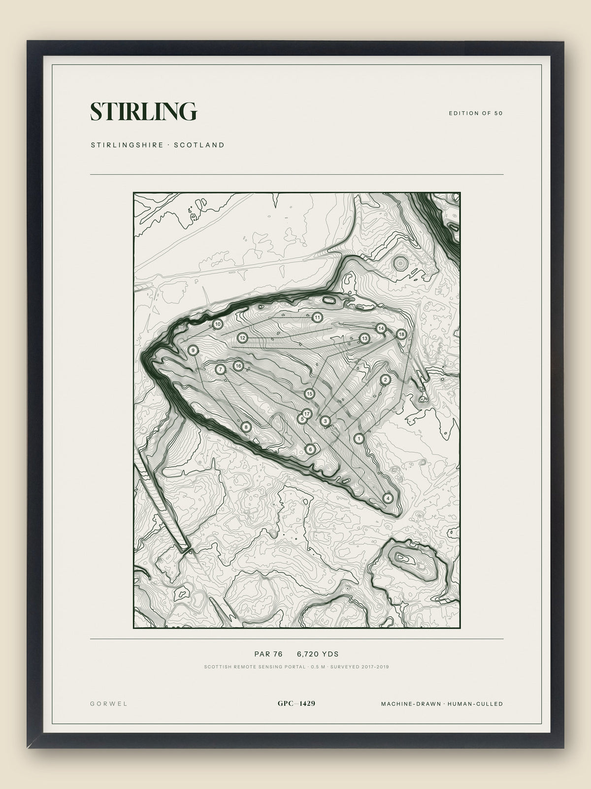 Stirling topographic golf course print — catalogue plate — Gorwel Print Co