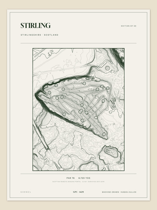 Stirling topographic golf course print — unframed sheet — Gorwel Print Co