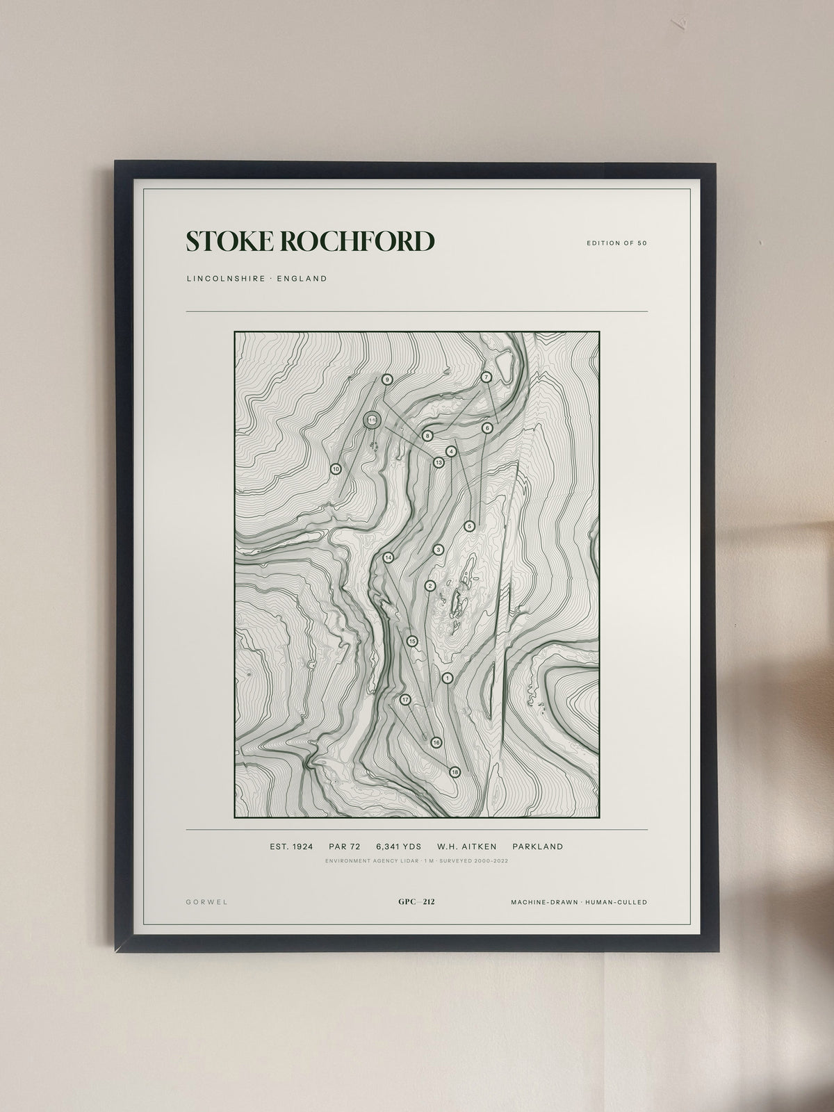 Stoke Rochford, Lincolnshire print, framed, on a wall