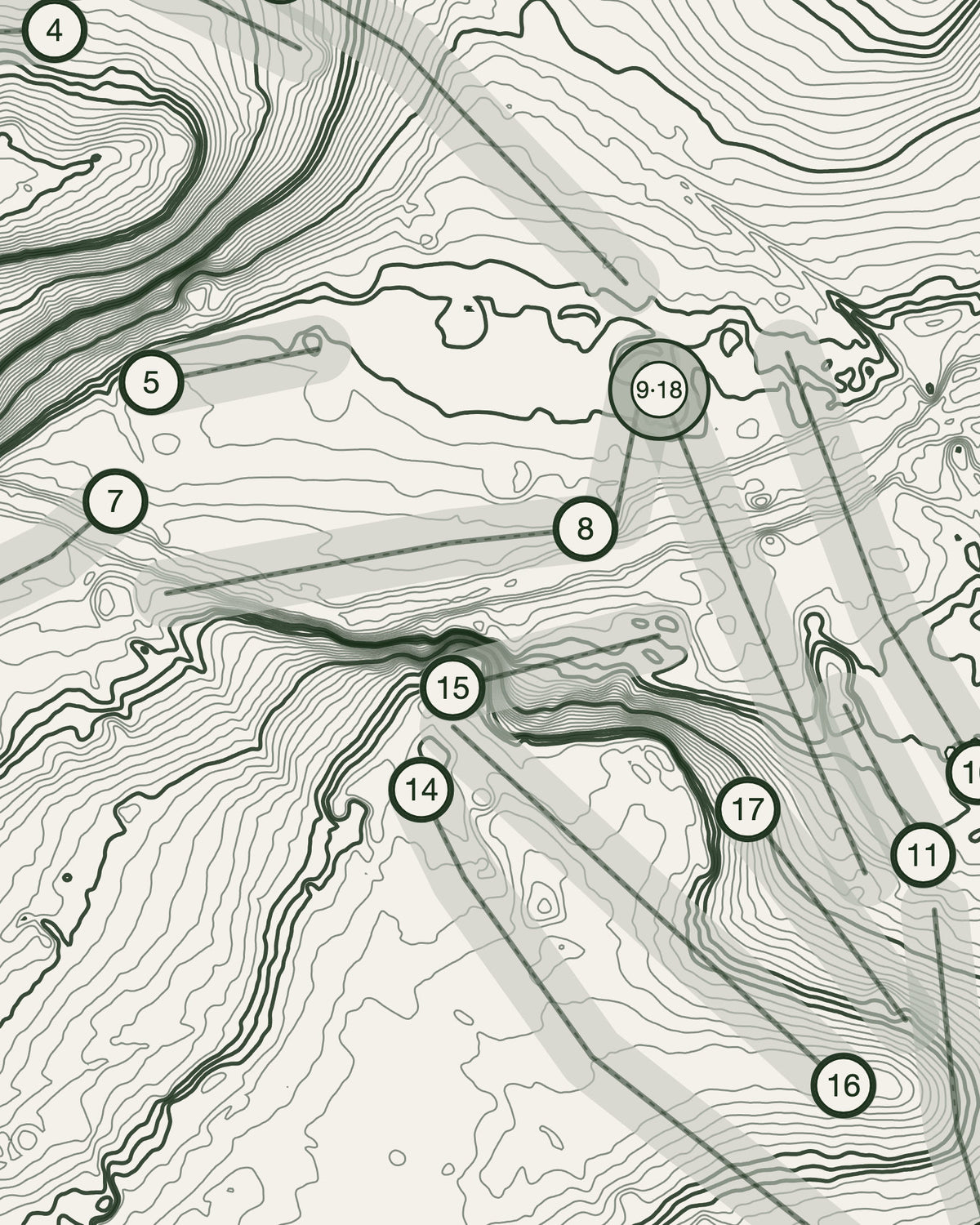 Stoneleigh Deer Park, Warwickshire print, contour detail
