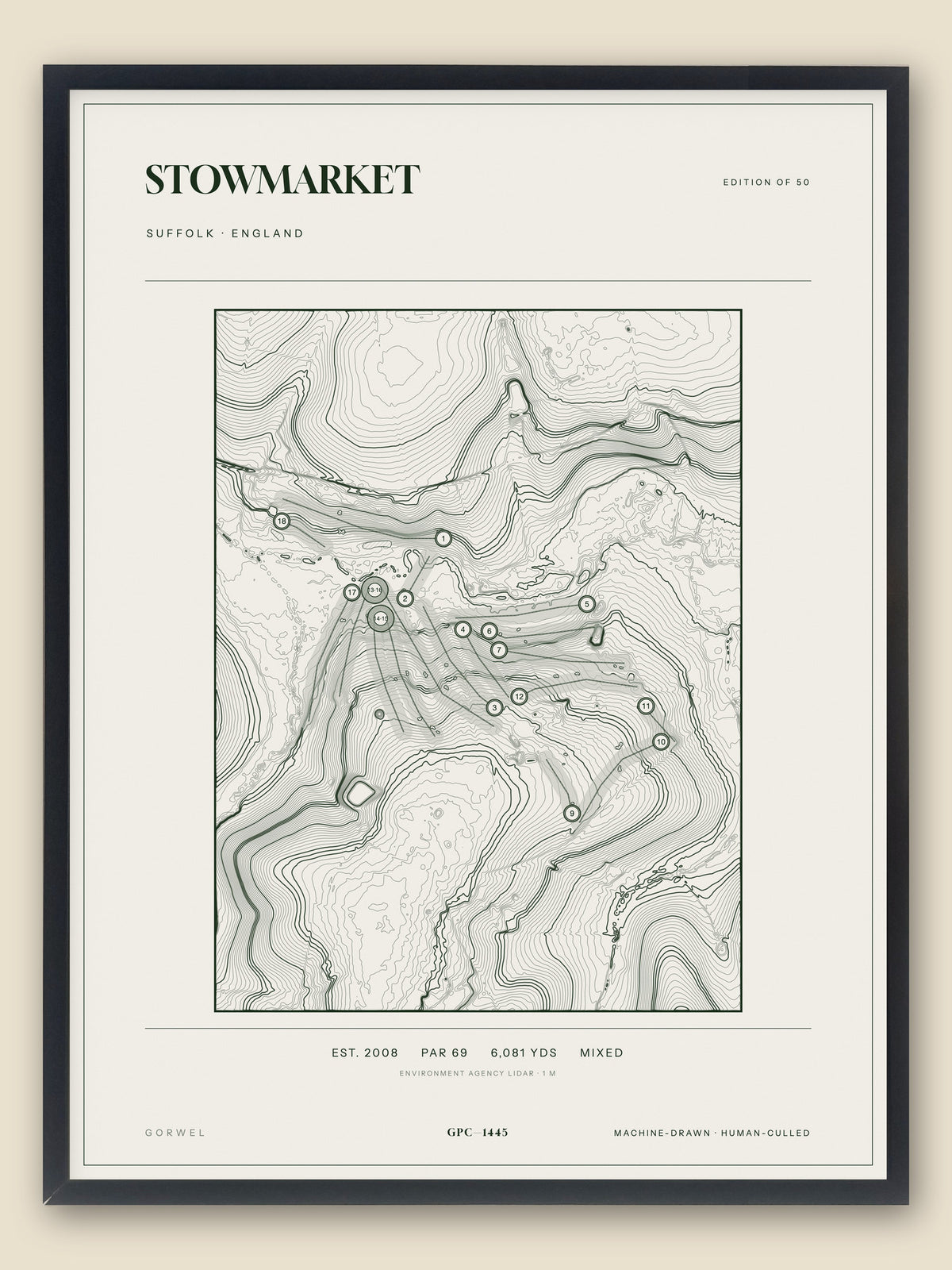 Stowmarket topographic golf course print — catalogue plate — Gorwel Print Co