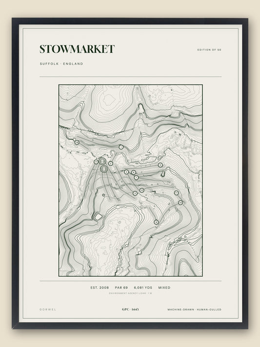 Stowmarket topographic golf course print — catalogue plate — Gorwel Print Co