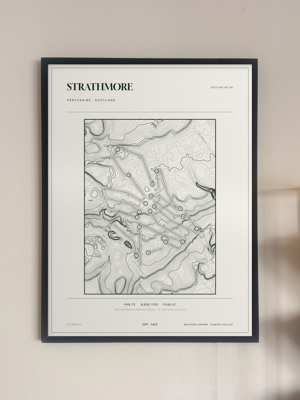 Strathmore, Perthshire print, framed, on a wall