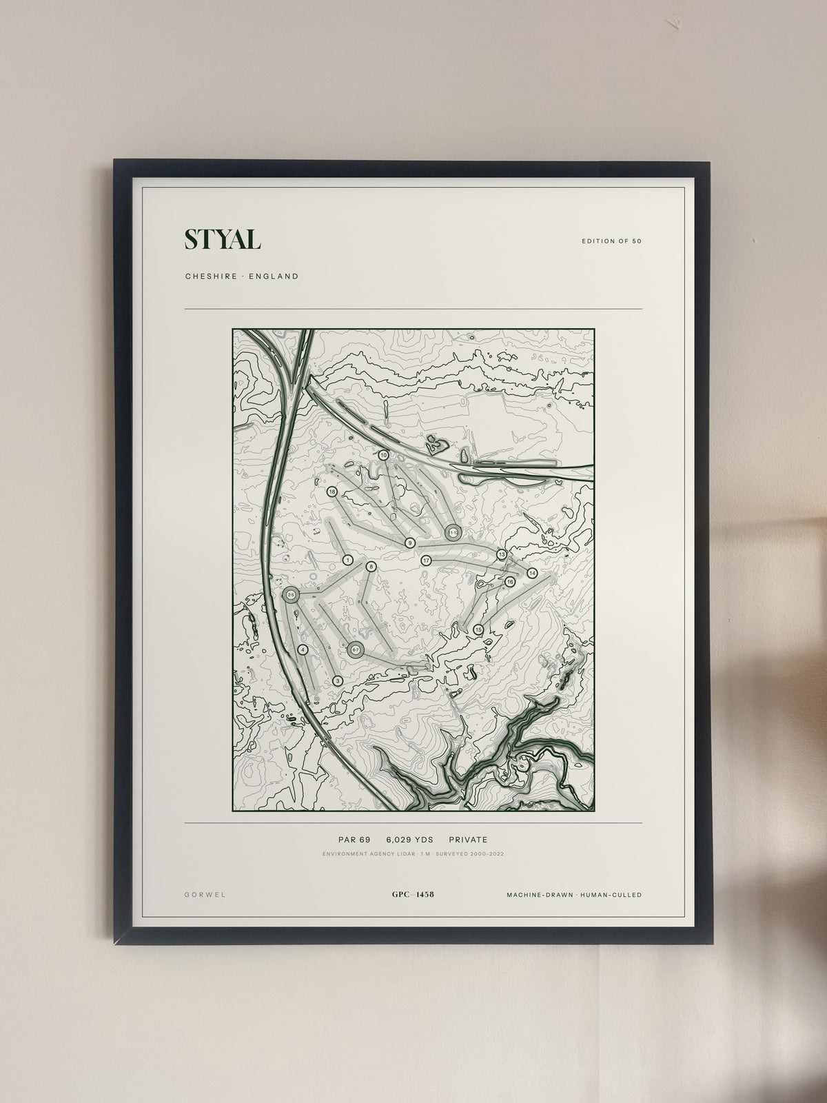 Styal, Cheshire print, framed, on a wall