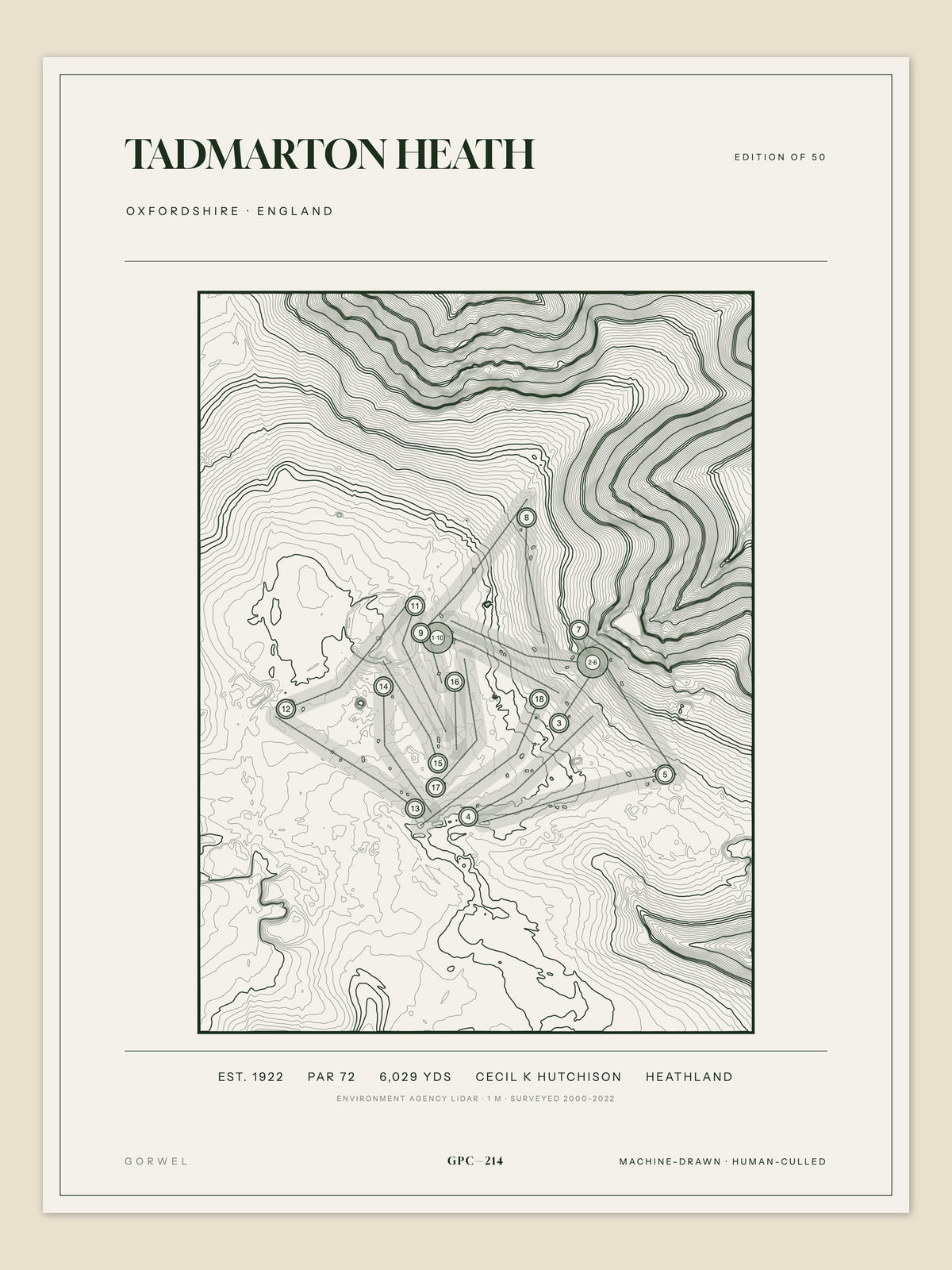 Tadmarton Heath, Oxfordshire topographic golf course print