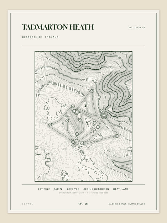Tadmarton Heath, Oxfordshire topographic golf course print