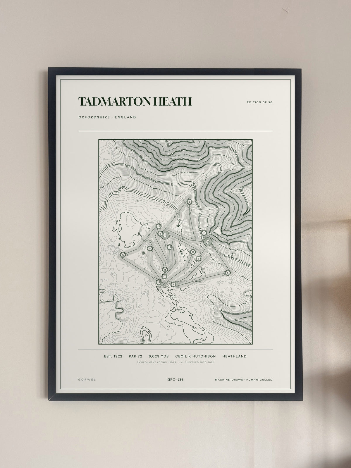 Tadmarton Heath, Oxfordshire print, framed, on a wall