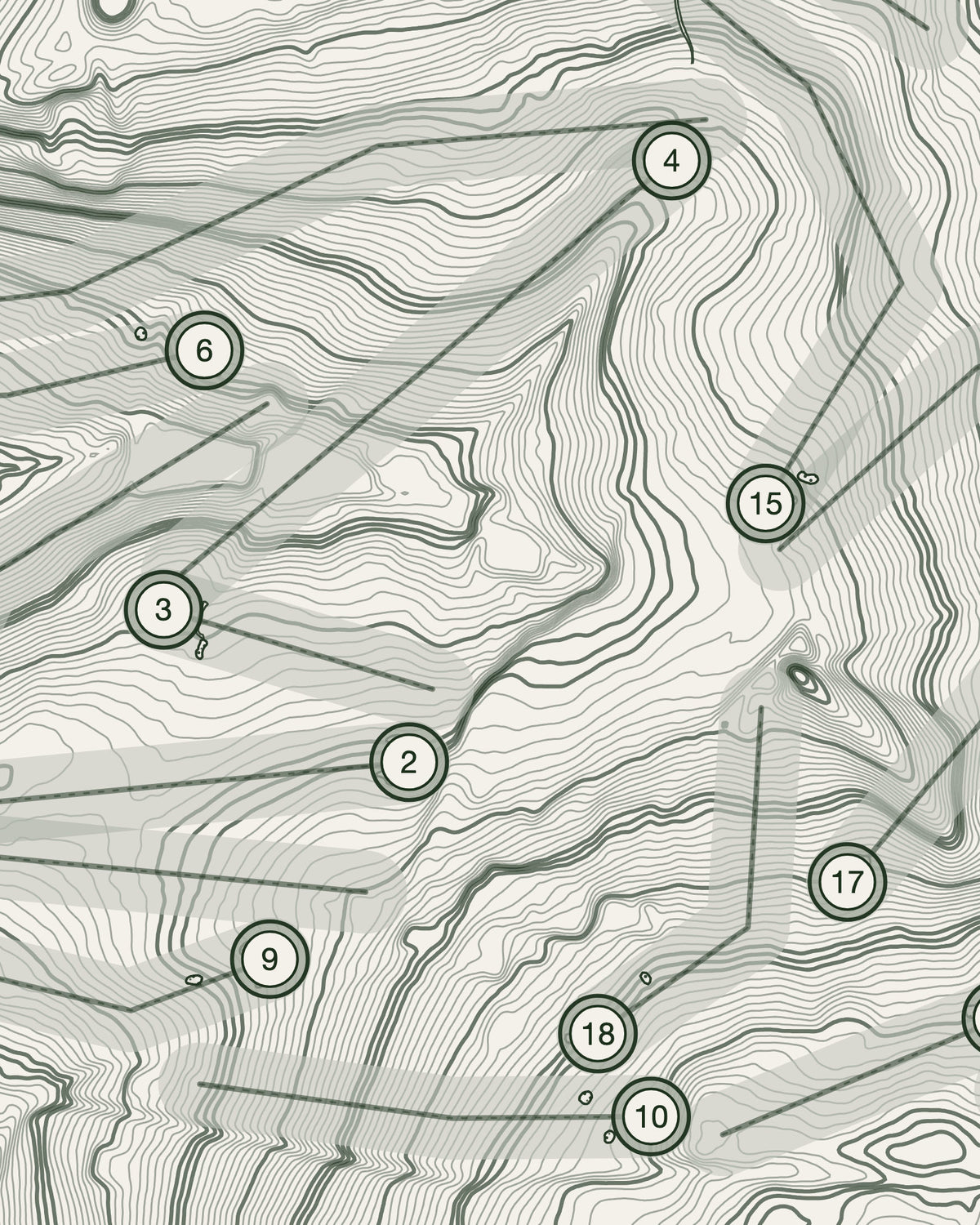 Tapton Park, Derbyshire print, contour detail