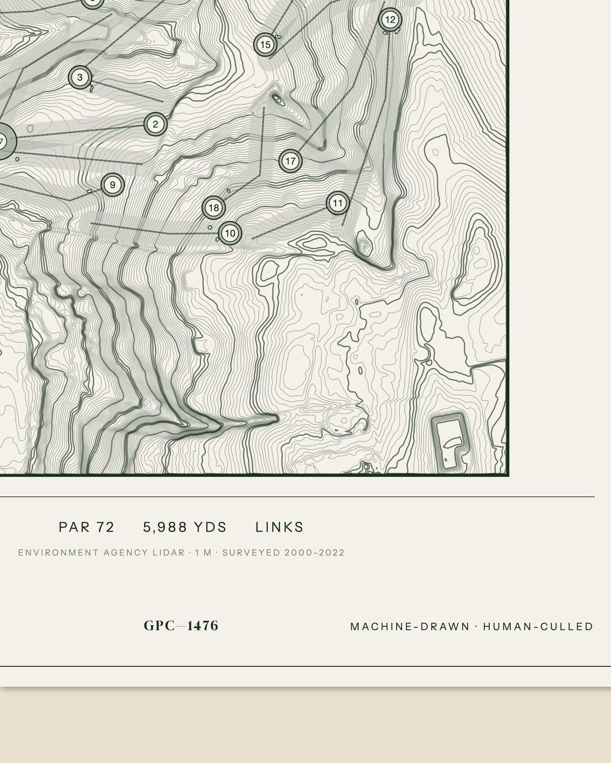 Tapton Park, Derbyshire print, data strip and edition mark