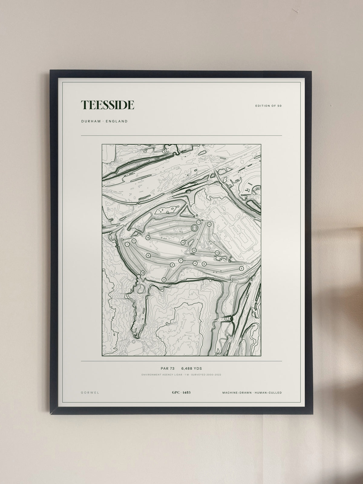 Teesside, Durham print, framed, on a wall