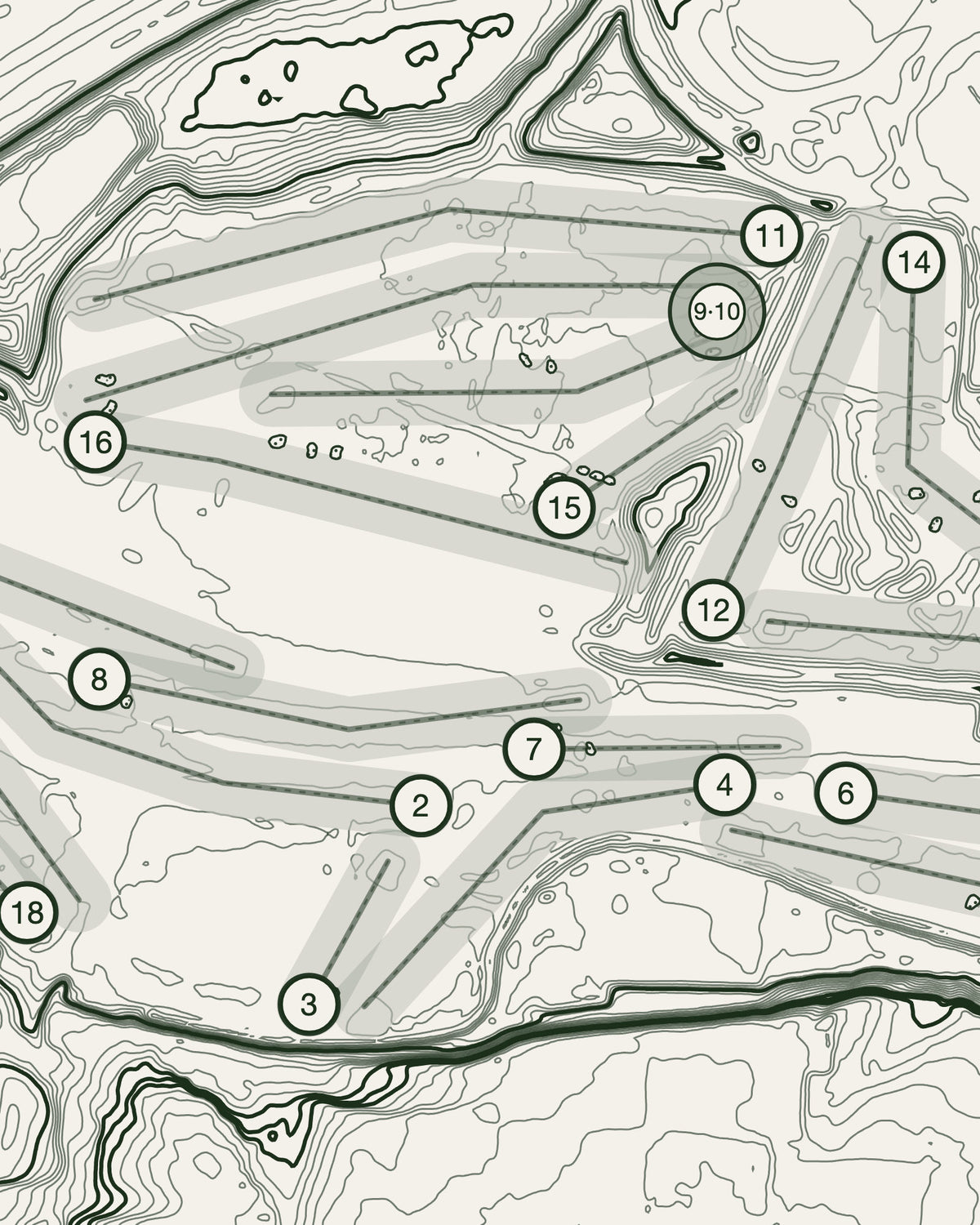 Teesside, Durham print, contour detail