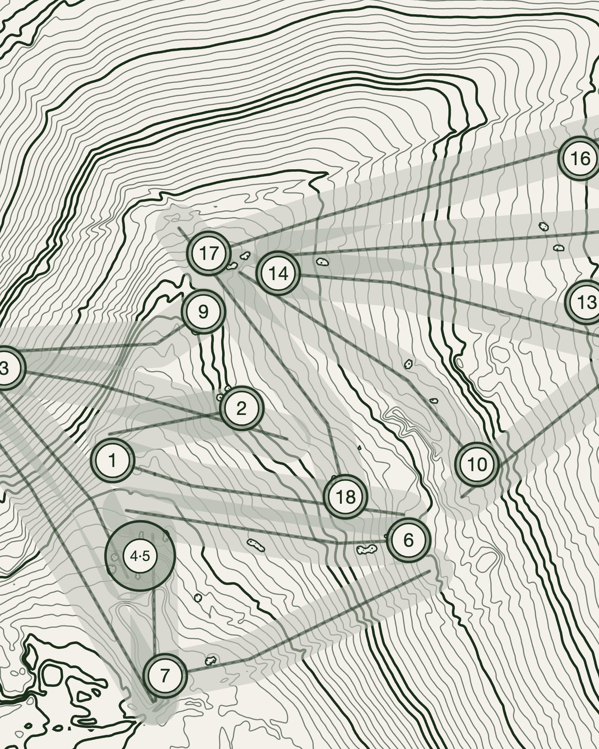 Tehidy Park, Cornwall print, contour detail