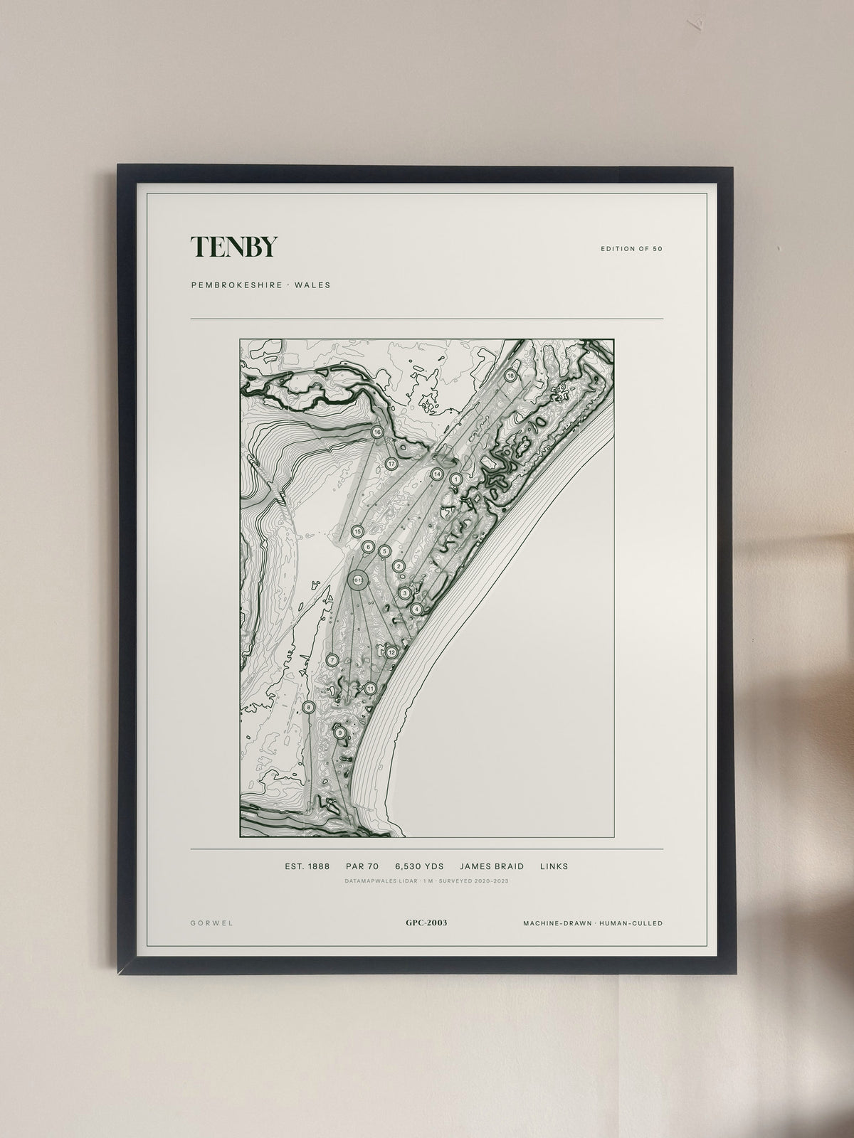Tenby, Pembrokeshire print, framed, on a wall